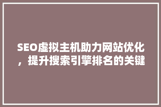 SEO虚拟主机助力网站优化，提升搜索引擎排名的关键利器