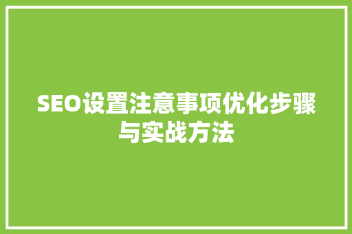 SEO设置注意事项优化步骤与实战方法