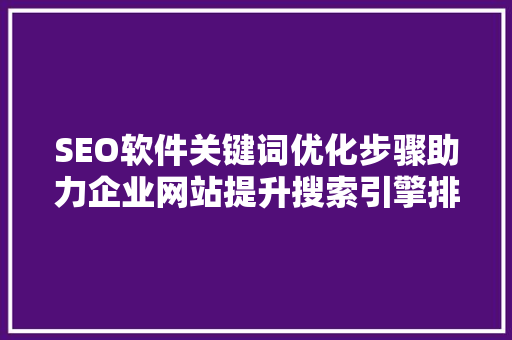 SEO软件关键词优化步骤助力企业网站提升搜索引擎排名