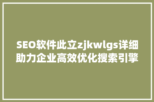 SEO软件此立zjkwlgs详细助力企业高效优化搜索引擎排名