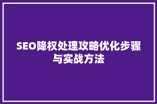 SEO降权处理攻略优化步骤与实战方法
