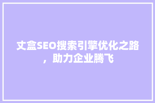 丈盒SEO搜索引擎优化之路，助力企业腾飞