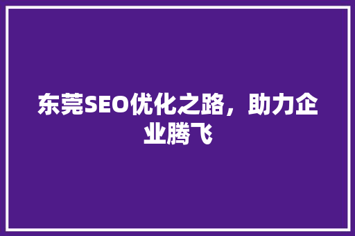 东莞SEO优化之路，助力企业腾飞