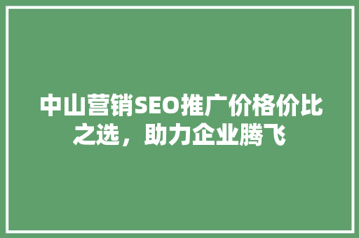 中山营销SEO推广价格价比之选，助力企业腾飞