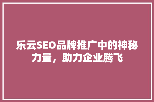 乐云SEO品牌推广中的神秘力量，助力企业腾飞