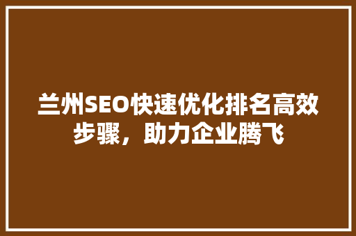 兰州SEO快速优化排名高效步骤，助力企业腾飞