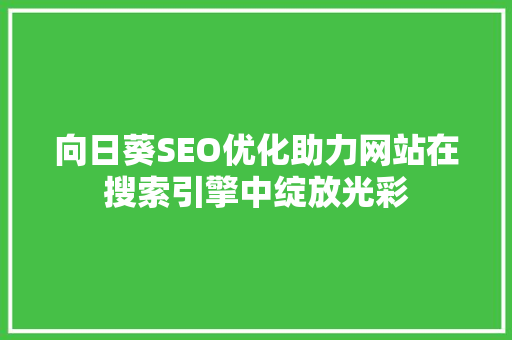 向日葵SEO优化助力网站在搜索引擎中绽放光彩