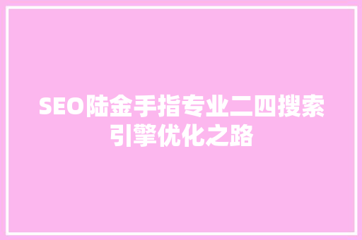 SEO陆金手指专业二四搜索引擎优化之路