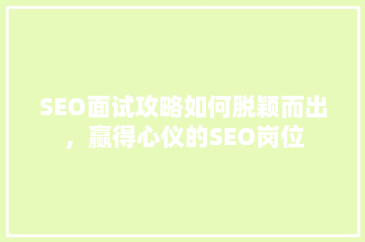 SEO面试攻略如何脱颖而出，赢得心仪的SEO岗位