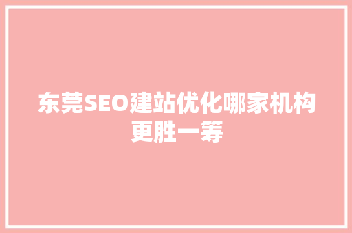 东莞SEO建站优化哪家机构更胜一筹