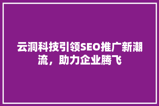 云洞科技引领SEO推广新潮流，助力企业腾飞
