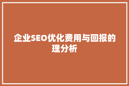 企业SEO优化费用与回报的理分析