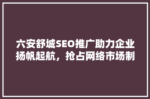 六安舒城SEO推广助力企业扬帆起航，抢占网络市场制高点
