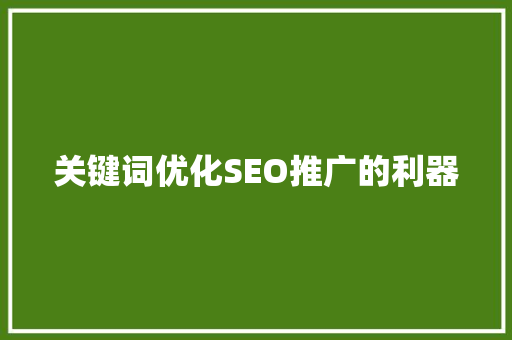关键词优化SEO推广的利器