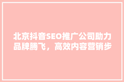 北京抖音SEO推广公司助力品牌腾飞，高效内容营销步骤