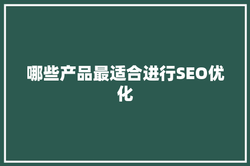 哪些产品最适合进行SEO优化