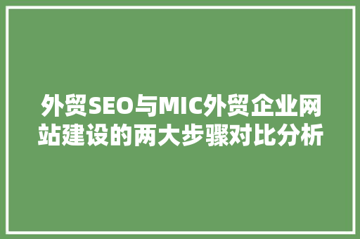 外贸SEO与MIC外贸企业网站建设的两大步骤对比分析