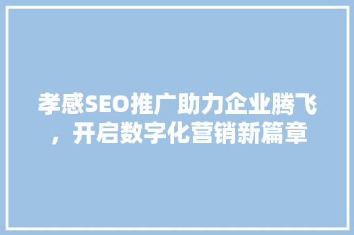 孝感SEO推广助力企业腾飞,开启数字化营销新篇章 孝感SEO推广助力企业腾飞,开启数字化营销新篇章