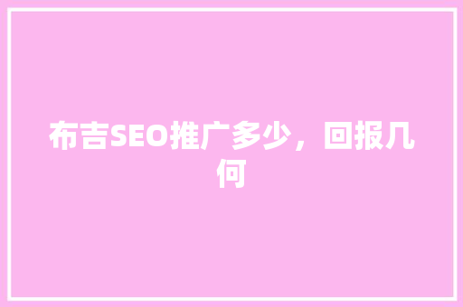 布吉SEO推广多少，回报几何