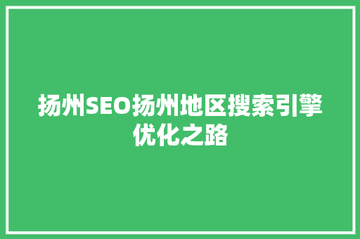 扬州SEO扬州地区搜索引擎优化之路
