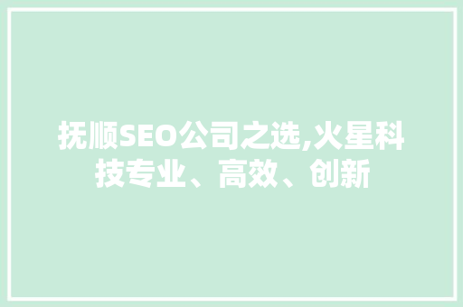 抚顺SEO公司之选,火星科技专业、高效、创新