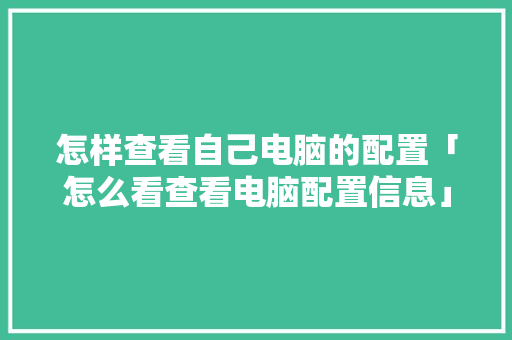怎样查看自己电脑的配置「怎么看查看电脑配置信息」 怎样查看自己电脑的配置「怎么看查看电脑配置信息」 电脑故障维修