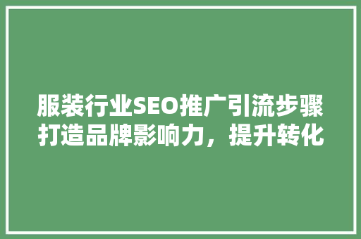 服装行业SEO推广引流步骤打造品牌影响力，提升转化率