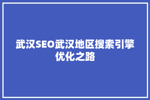 武汉SEO武汉地区搜索引擎优化之路