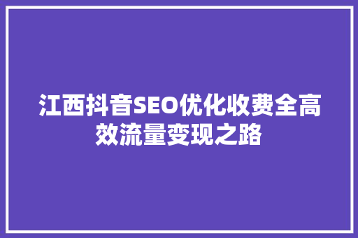 江西抖音SEO优化收费全高效流量变现之路