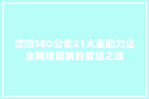 沈阳SEO公司21火星助力企业网络营销的智慧之选