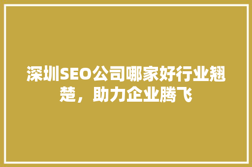 深圳SEO公司哪家好行业翘楚,助力企业腾飞 深圳SEO公司哪家好行业翘楚,助力企业腾飞