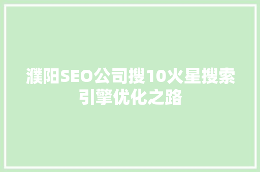 濮阳SEO公司搜10火星搜索引擎优化之路