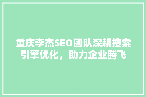 重庆李杰SEO团队深耕搜索引擎优化，助力企业腾飞 电脑基础