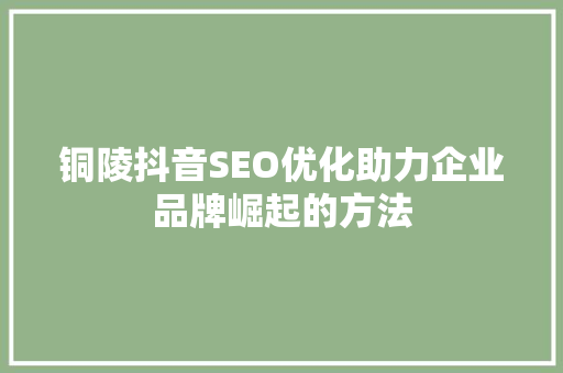 铜陵抖音SEO优化助力企业品牌崛起的方法 电脑配置