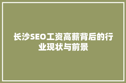 长沙SEO工资高薪背后的行业现状与前景
