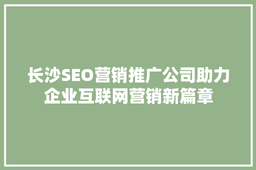 长沙SEO营销推广公司助力企业互联网营销新篇章