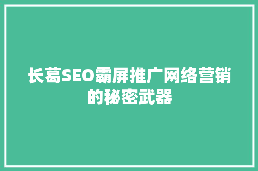 长葛SEO霸屏推广网络营销的秘密武器