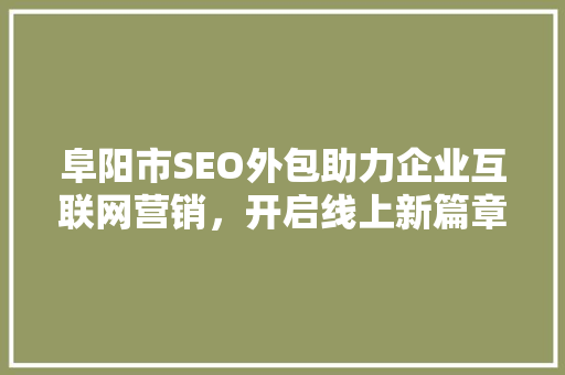 阜阳市SEO外包助力企业互联网营销，开启线上新篇章