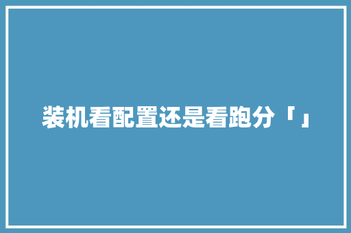 装机看配置还是看跑分「」 电脑配置 装机看配置还是看跑分「」 装机看配置还是看跑分「」 电脑配置