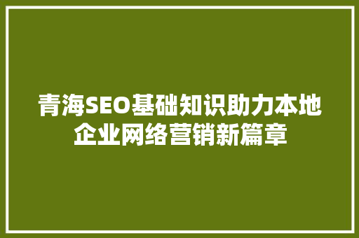 青海SEO基础知识助力本地企业网络营销新篇章