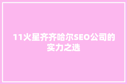 11火星齐齐哈尔SEO公司的实力之选