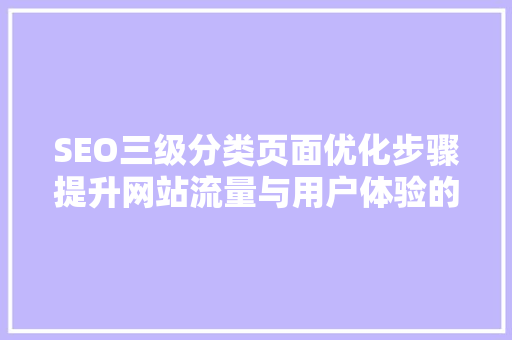 SEO三级分类页面优化步骤提升网站流量与用户体验的关键