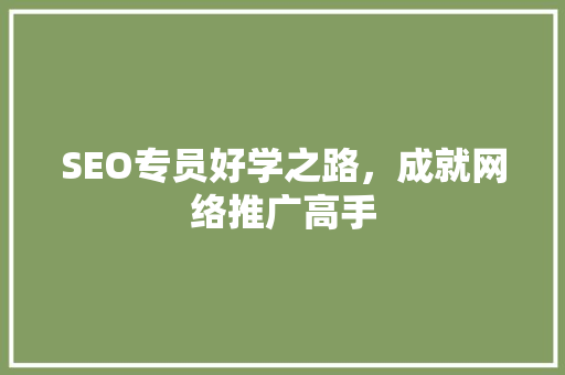 SEO专员好学之路，成就网络推广高手