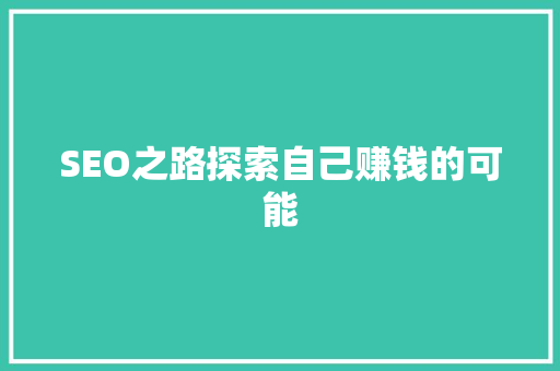 SEO之路探索自己赚钱的可能