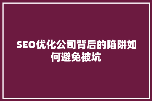 SEO优化公司背后的陷阱如何避免被坑