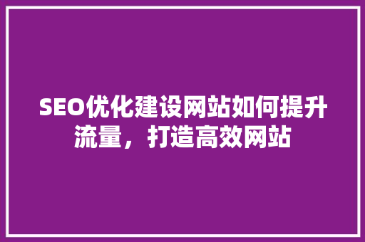SEO优化建设网站如何提升流量,打造高效网站 SEO优化建设网站如何提升流量,打造高效网站