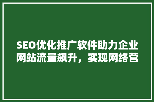SEO优化推广软件助力企业网站流量飙升,实现网络营销新突破 SEO优化推广软件助力企业网站流量飙升,实现网络营销新突破