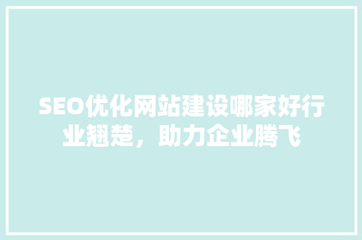 SEO优化网站建设哪家好行业翘楚，助力企业腾飞