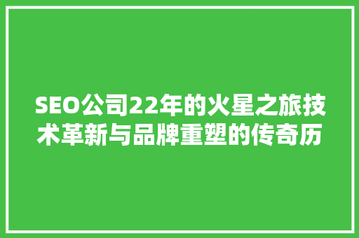SEO公司22年的火星之旅技术革新与品牌重塑的传奇历程