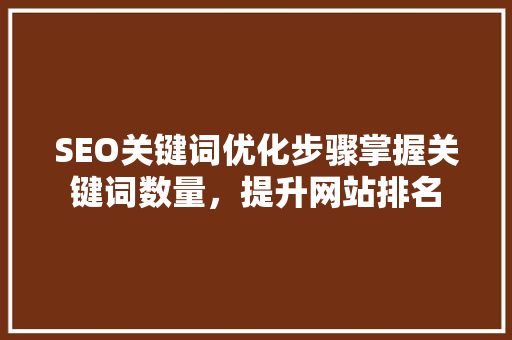 SEO关键词优化步骤掌握关键词数量，提升网站排名
